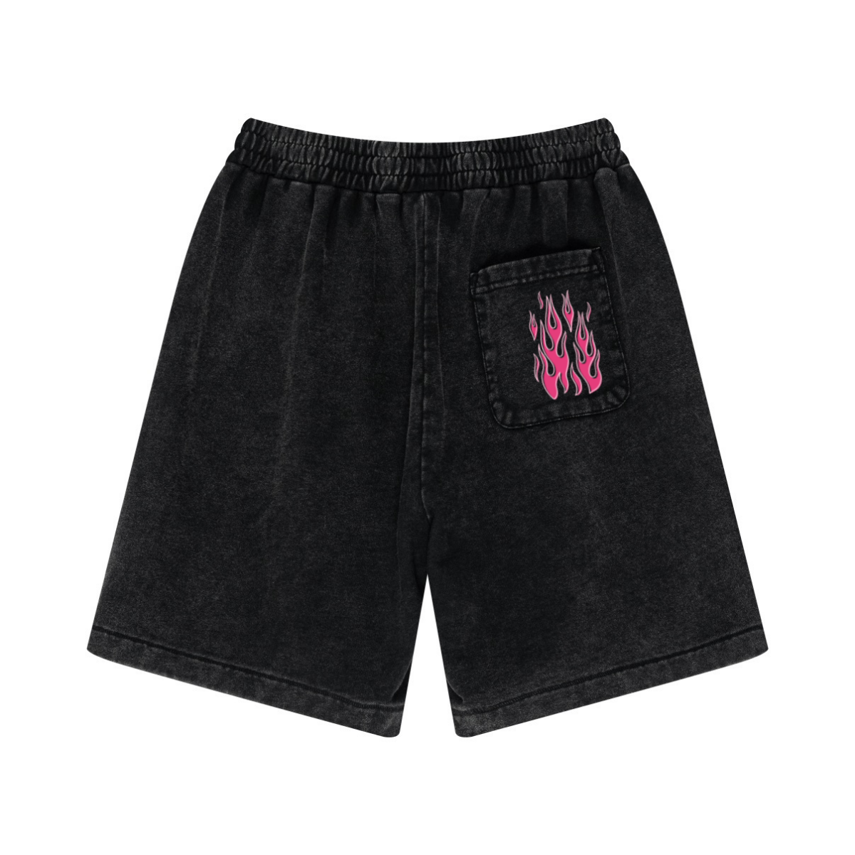 330GSM Men's Heavyweight 100% Cotton Snow-Washed Shorts Vintage Black