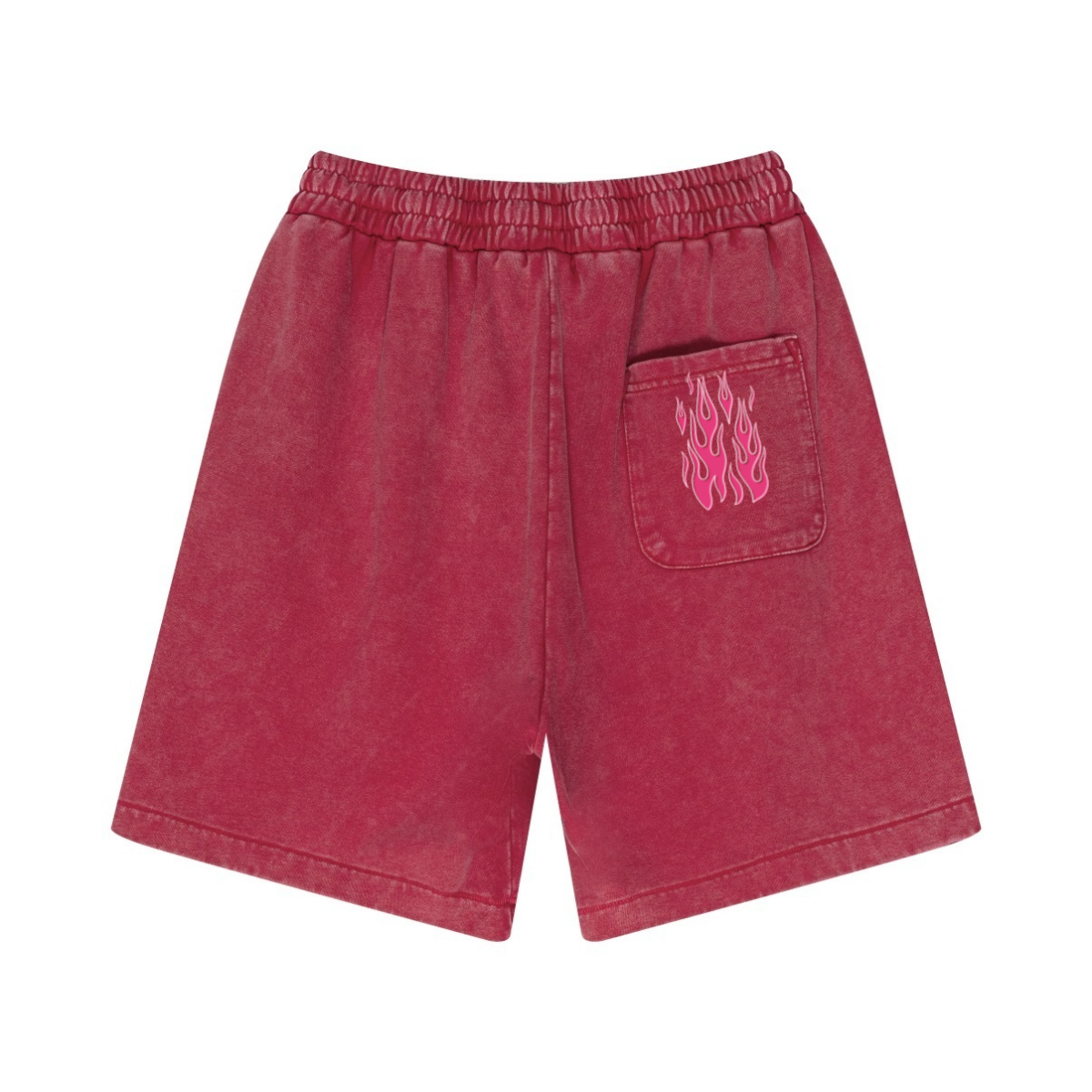 330GSM Men's Heavyweight 100% Cotton Snow-Washed Shorts Vintage Red