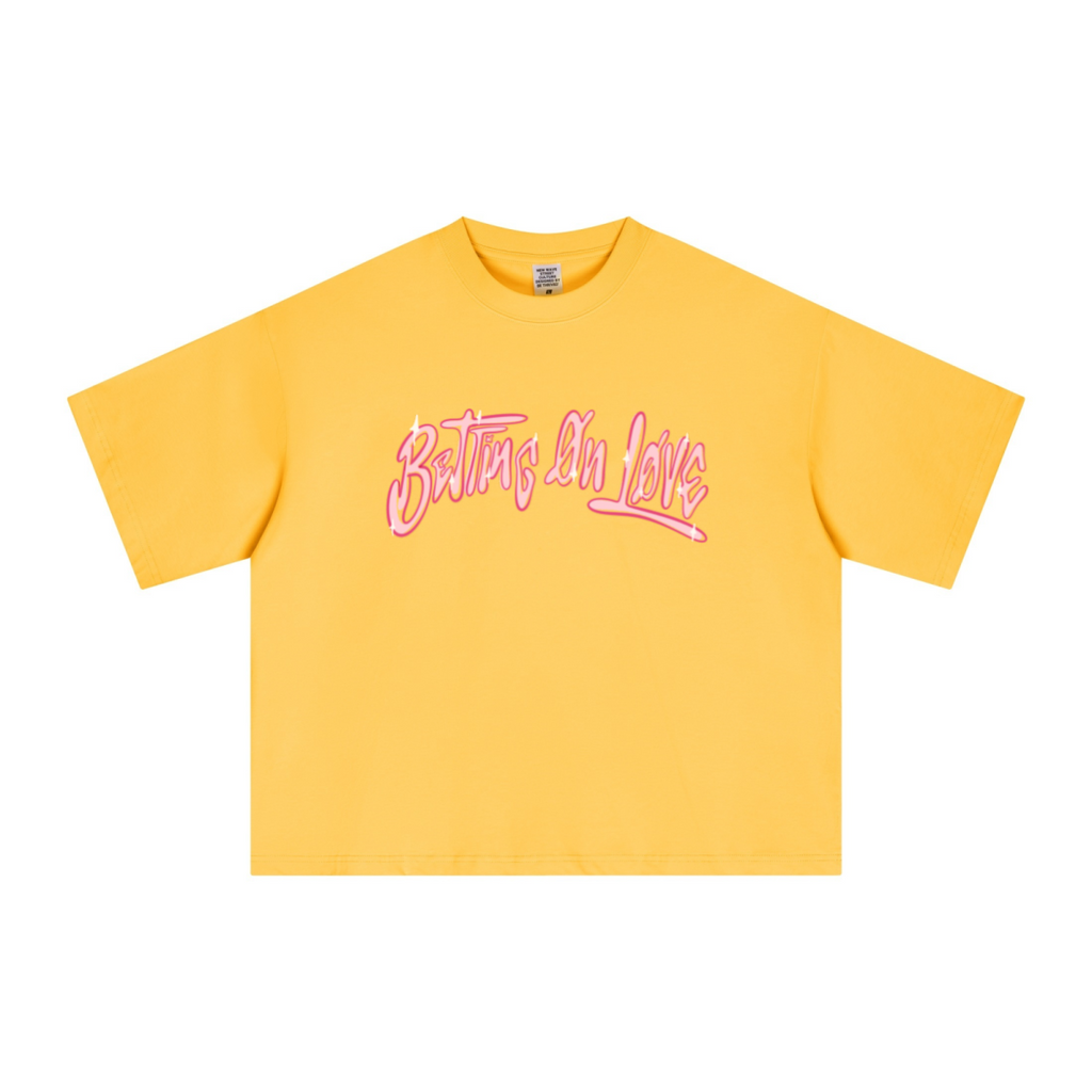 240GSM Men’s Ice-Feel Sorona Boxy-Fit Solid-Color Loose T-shirt Bright Yellow