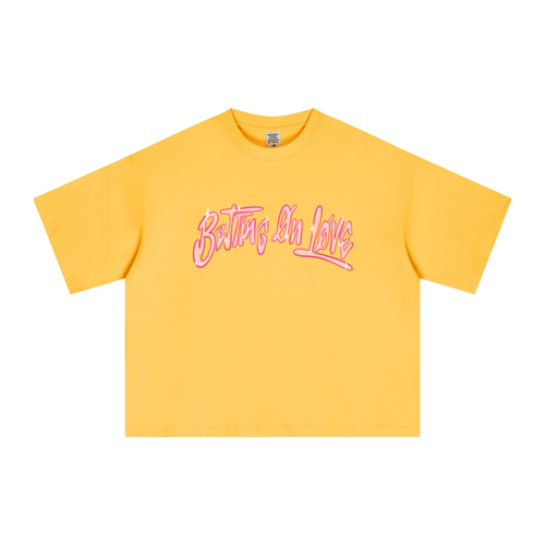 240GSM Men’s Ice-Feel Sorona Boxy-Fit Solid-Color Loose T-shirt Bright Yellow