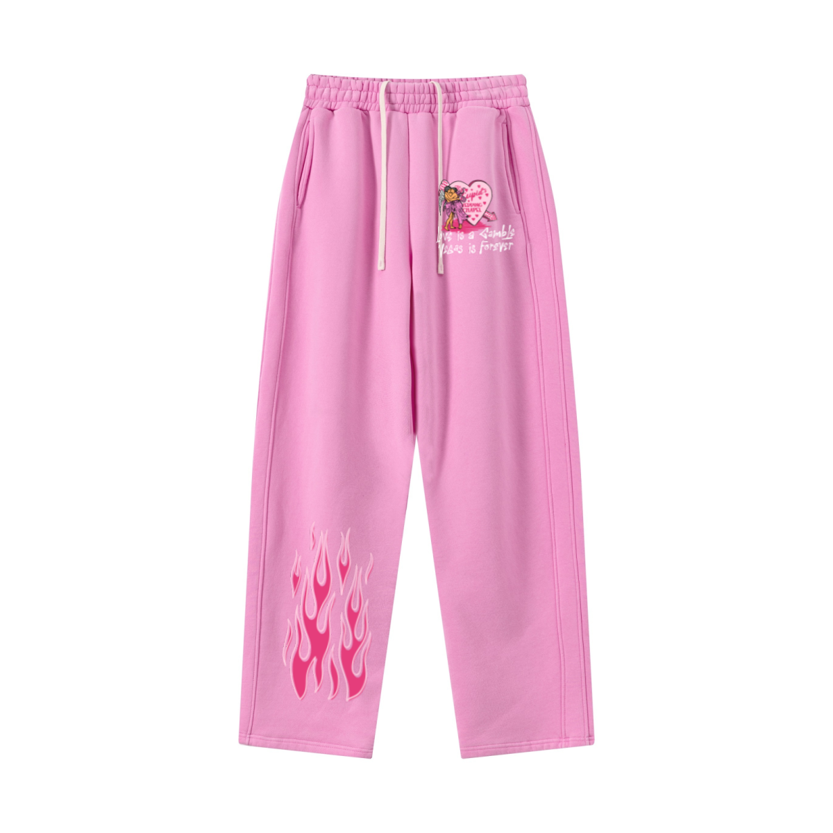 400GSM Men’s Vintage-Wash Scythe-Cut Barrel Pants Vintage Peach Pink