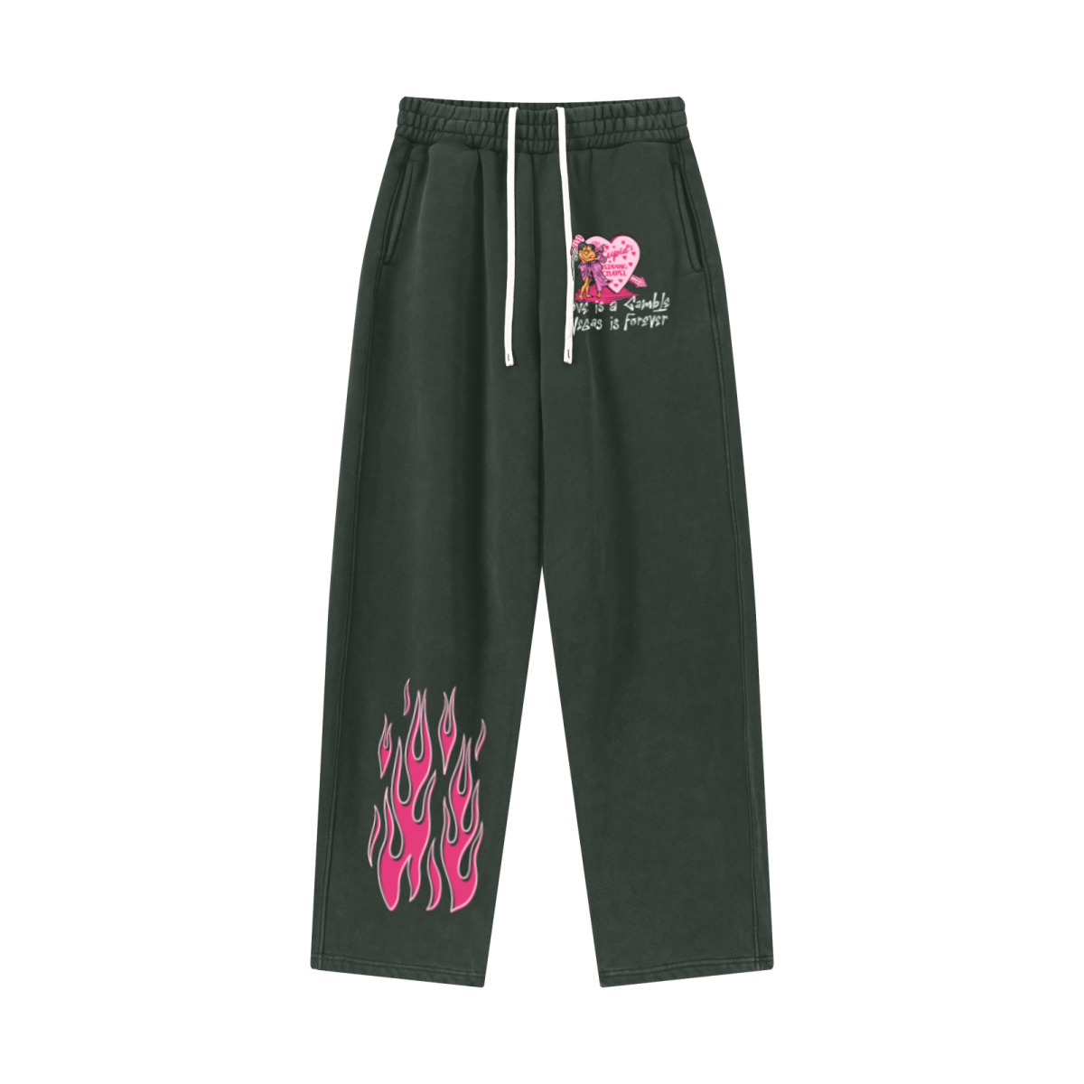 400GSM Men’s Vintage-Wash Scythe-Cut Barrel Pants Vintage Emerald Green