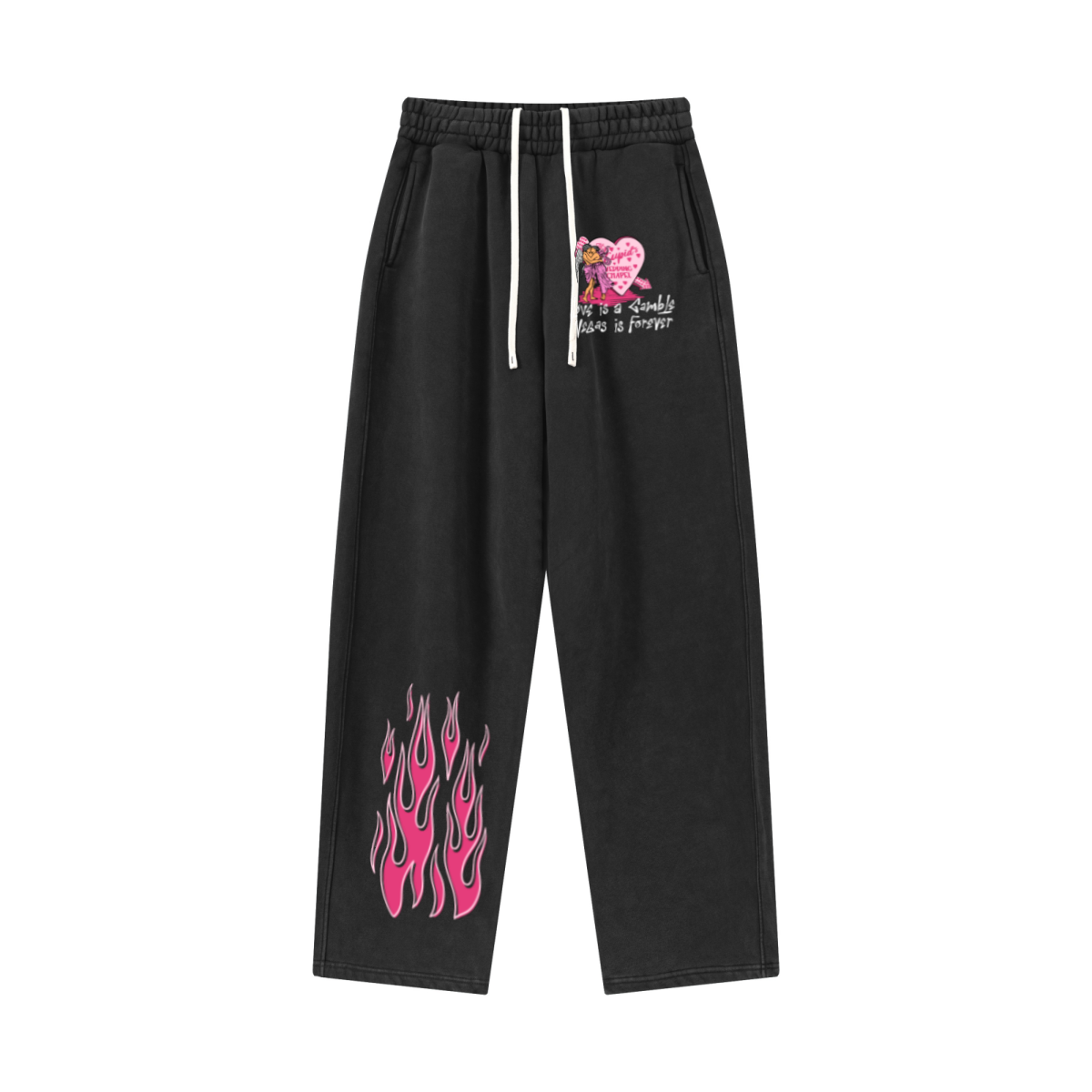 400GSM Men’s Vintage-Wash Scythe-Cut Barrel Pants Vintage Black