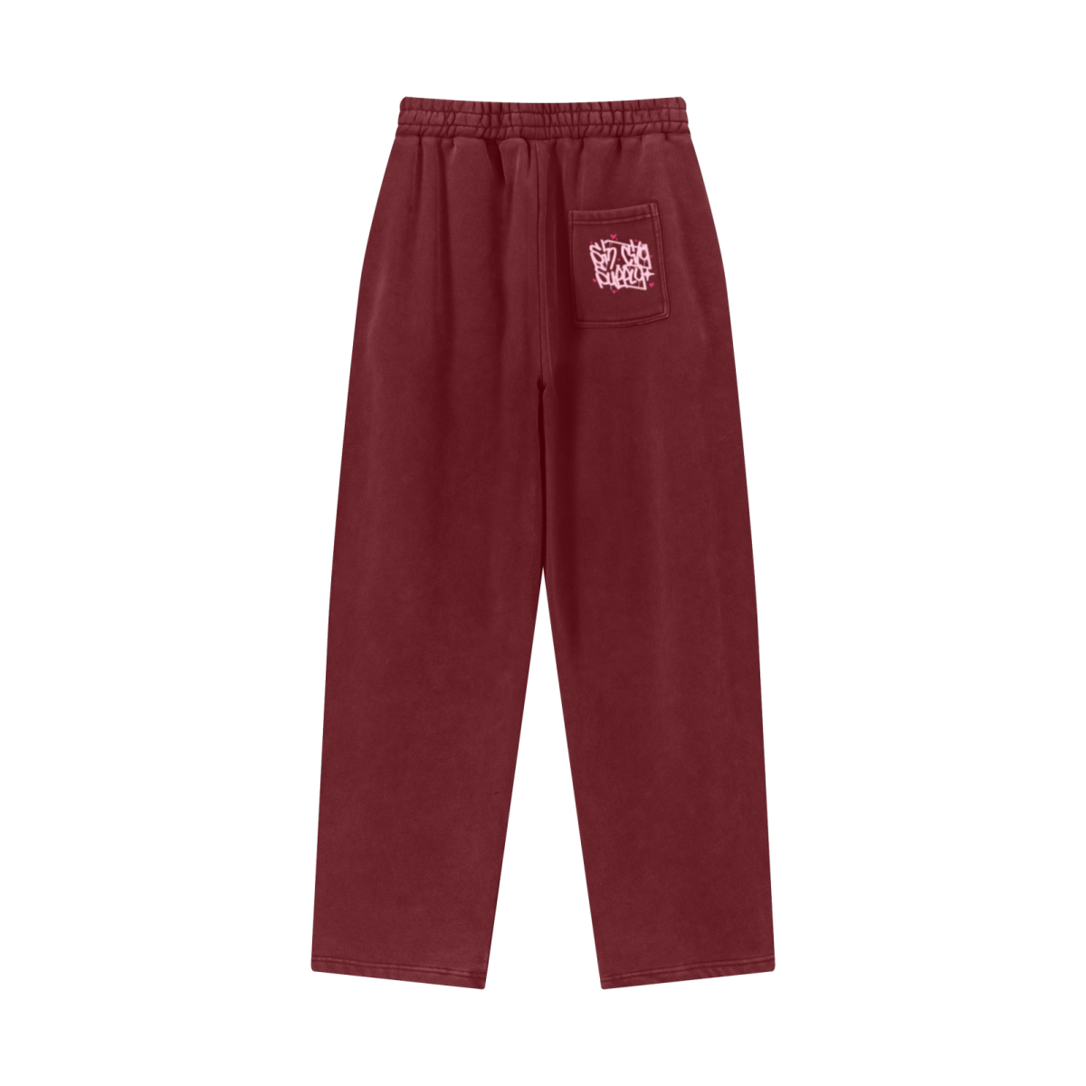 400GSM Men’s Vintage-Wash Scythe-Cut Barrel Pants Vintage Red