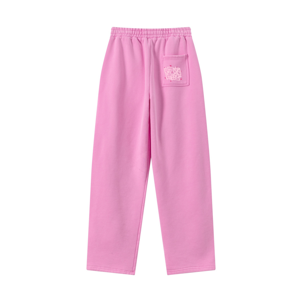400GSM Men’s Vintage-Wash Scythe-Cut Barrel Pants Vintage Peach Pink