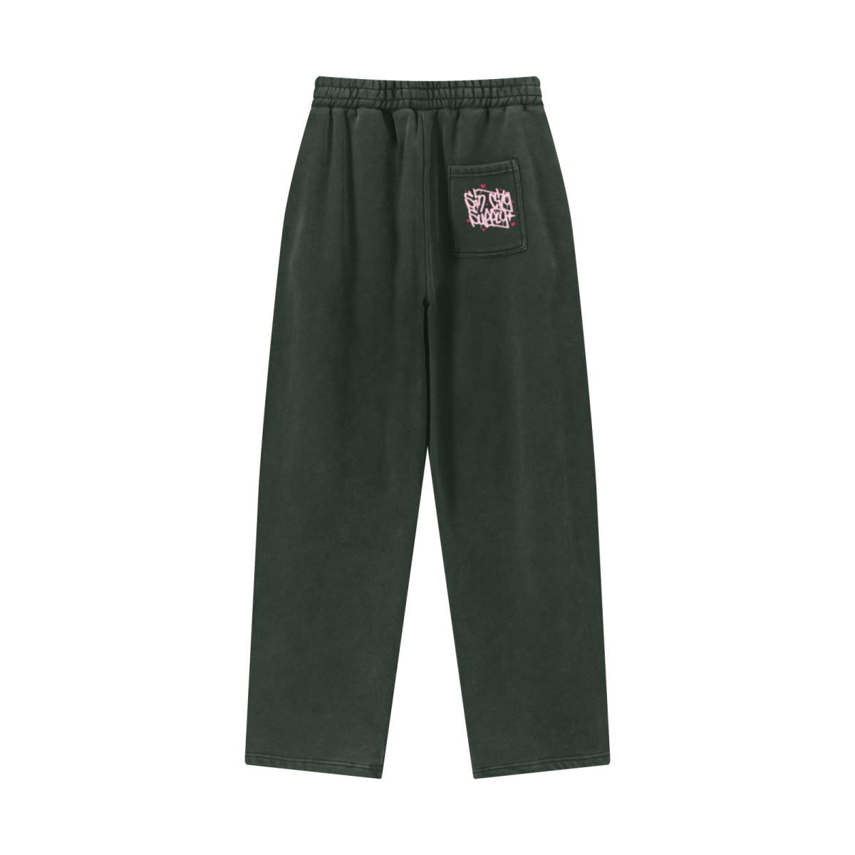 400GSM Men’s Vintage-Wash Scythe-Cut Barrel Pants Vintage Emerald Green