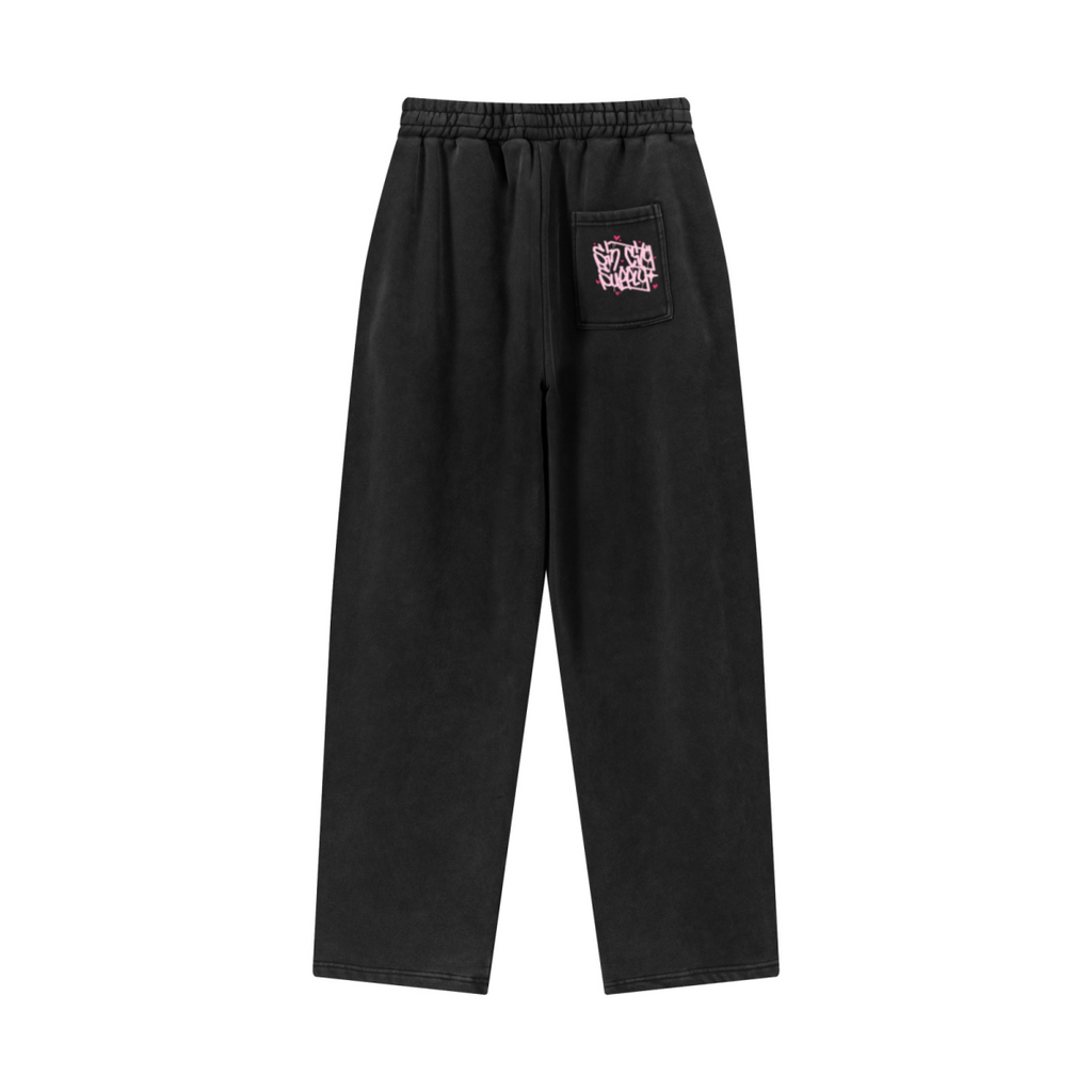 400GSM Men’s Vintage-Wash Scythe-Cut Barrel Pants Vintage Black