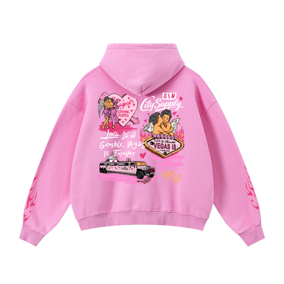 400GSM Unisex Vintage-Wash Boxy-Fit Zip-Up Hoodie Vintage Peach Pink